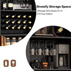 Mobile bar 71, Credenza ad arco stile rustico, Armadietto ad arco e mobile caffè nero, Stand per whisky con portabottiglie e portabicchieri per soggiorno/sala da pranzo