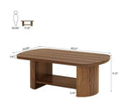Tavolino da caffè ovale da 45,27 pollici, tavolino centrale a 2 ripiani in stile Mid-Century con ripiano portaoggetti e doppia base in legno per soggiorno, camera da letto, marrone rustico