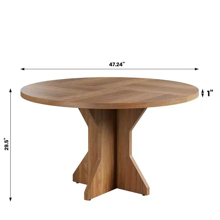 Tavolo da Pranzo Rotondo per 4-6 Persone - Tavolo da Cucina da 47 Pollici con Robusta Base a Pedestallo, Mobili da Sala da Pranzo per Piccoli Spazi in Soggiorno