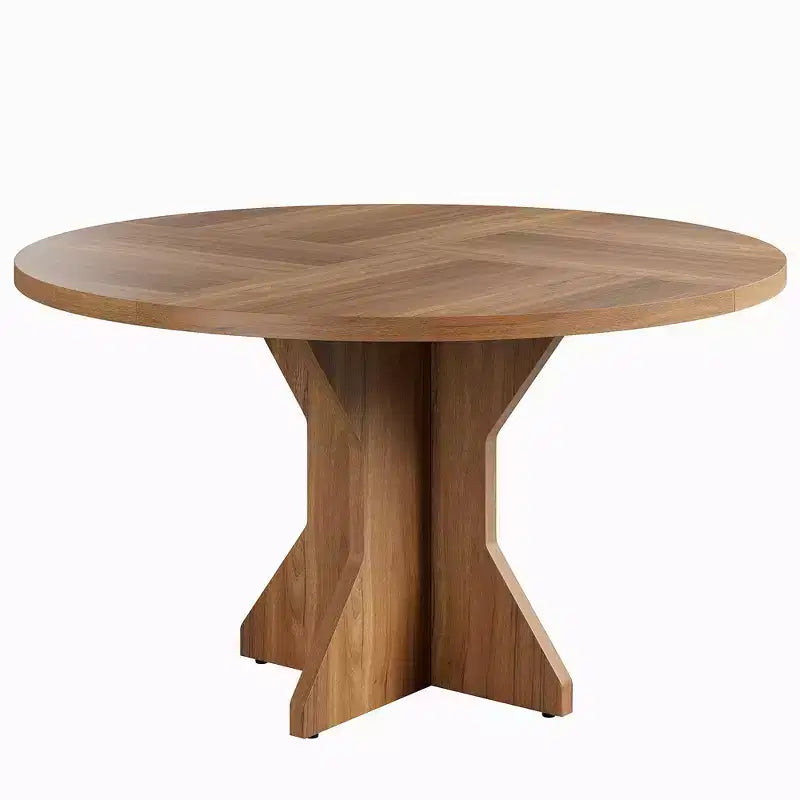 Tavolo da Pranzo Rotondo per 4-6 Persone - Tavolo da Cucina da 47 Pollici con Robusta Base a Pedestallo, Mobili da Sala da Pranzo per Piccoli Spazi in Soggiorno