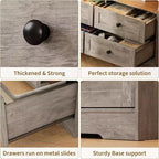 Cassettiera a 6 cassetti da 160 cm con luci RGB e presa di corrente, Comò in legno con ripiani aperti, per Soggiorno, Camera da letto, Ingresso