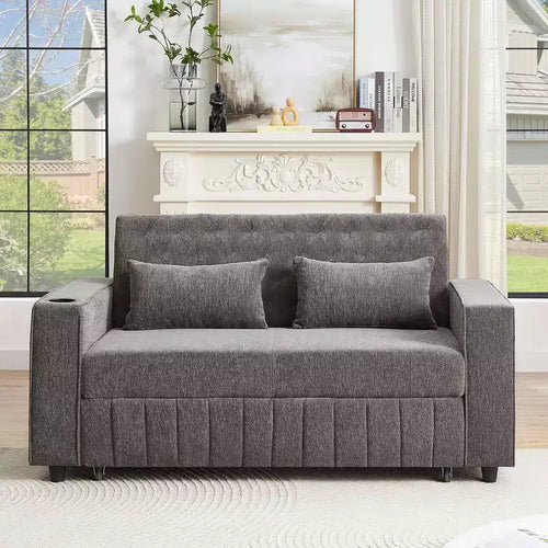 MAYEERTY 61.4 Pull-out Sofa Bed Convertible Couch Loveseat Sofa Modern Sleeper Sofa with Adjustable Backrest for Living Room Green