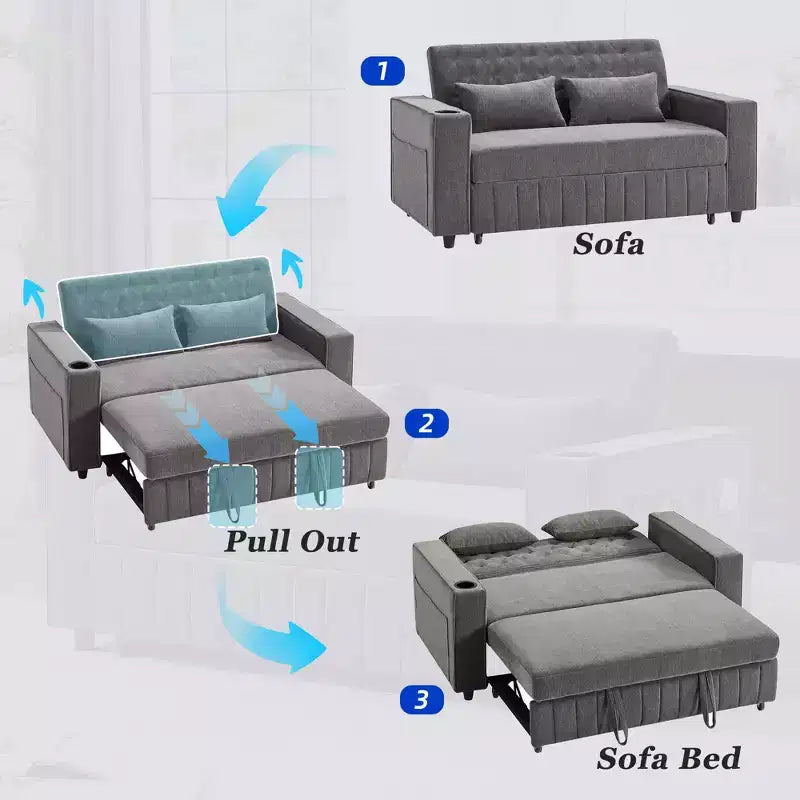 Divano letto estraibile 61.4 Divano convertibile a due posti Divano letto moderno con schienale regolabile per soggiorno, verde