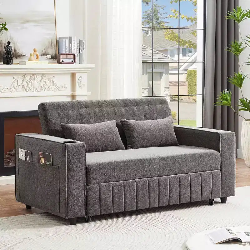 Divano letto estraibile 61.4 Divano convertibile a due posti Divano letto moderno con schienale regolabile per soggiorno, verde