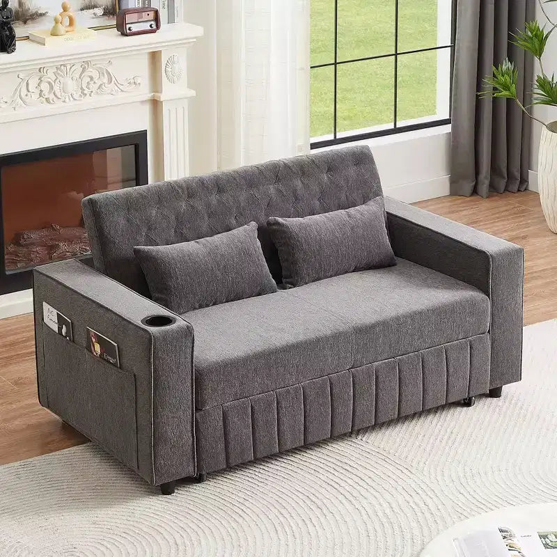 Divano letto estraibile 61.4 Divano convertibile a due posti Divano letto moderno con schienale regolabile per soggiorno, verde
