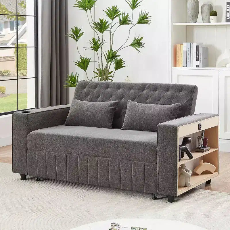 Divano letto estraibile 61.4 Divano convertibile a due posti Divano letto moderno con schienale regolabile per soggiorno, verde