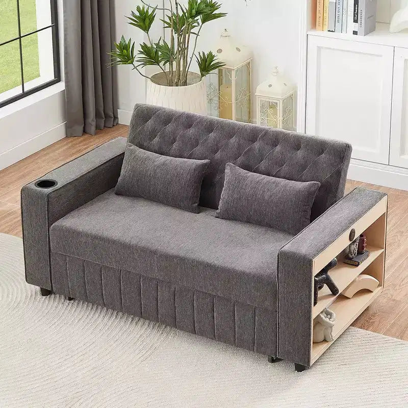 Divano letto estraibile 61.4 Divano convertibile a due posti Divano letto moderno con schienale regolabile per soggiorno, verde