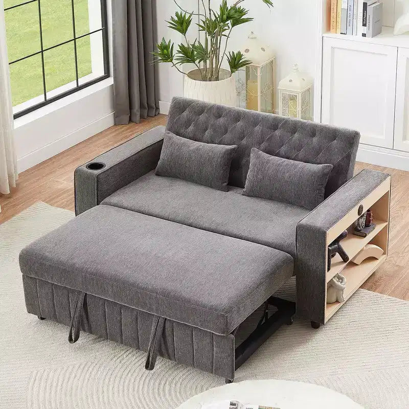 Divano letto estraibile 61.4 Divano convertibile a due posti Divano letto moderno con schienale regolabile per soggiorno, verde