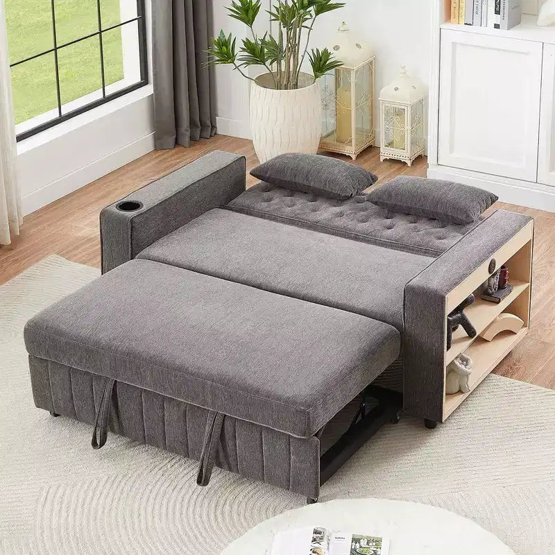 Divano letto estraibile 61.4 Divano convertibile a due posti Divano letto moderno con schienale regolabile per soggiorno, verde