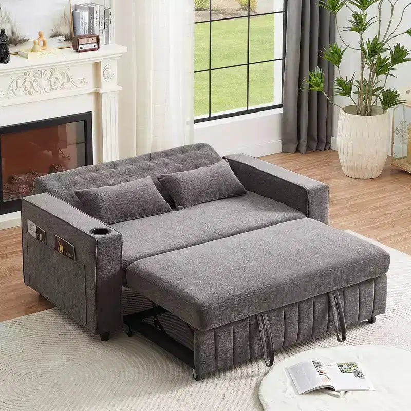 Divano letto estraibile 61.4 Divano convertibile a due posti Divano letto moderno con schienale regolabile per soggiorno, verde
