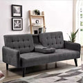 Whisen 72 Sleeper Sofa Bed, Convertible Folding Backrest to Full Bed with Cup Holder & Drop-Down Table