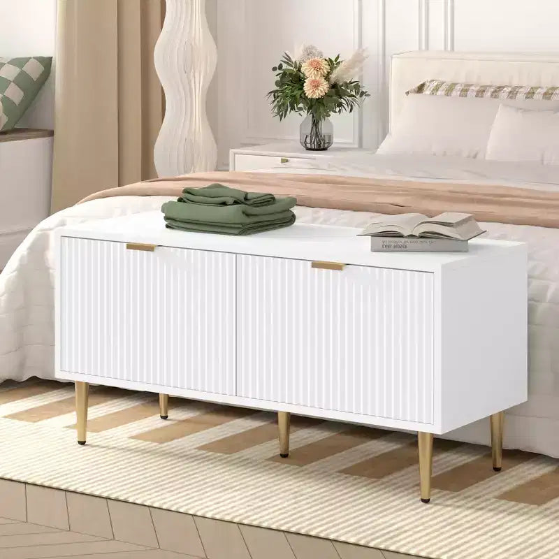 Scarpiera, panca da ingresso, moderna scarpiera a 2 ante scanalata per corridoio, soggiorno, camera da letto