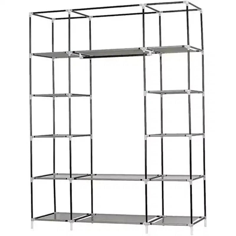 Armadio in tessuto non tessuto, organizer a 5 ripiani e 12 cubi, 133x46x170cm, grigio, per casa o dormitorio