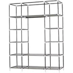 Armadio in tessuto non tessuto, organizer a 5 ripiani e 12 cubi, 133x46x170cm, grigio, per casa o dormitorio