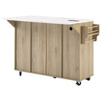 Carrello da cucina con isola scanalata da 55,5 pollici, tavolo da isola con anta a ribalta, 4 ante e 3 cassetti