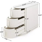 Tavolino con 3 cassetti, nessun montaggio, tavolo laterale per divano in stile moderno di metà secolo per soggiorno, comodino sottile per camera da letto, bianco