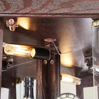 Vetrinetta ad angolo con illuminazione, adatta per soggiorni, collezioni di antiquariato, conservazione di vini o esposizione di bicchieri da bar. Legno di ciliegio scuro