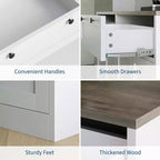 Dispensa da Cucina 71, Credenza da Cucina Autoportante con 2 Cassetti e Supporto per Microonde, Mobile Bar da Caffè in Legno per Soggiorno e Cucina