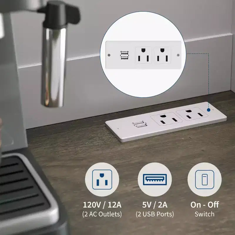 Dispensa da Cucina 71, Credenza da Cucina Autoportante con 2 Cassetti e Supporto per Microonde, Mobile Bar da Caffè in Legno per Soggiorno e Cucina