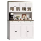 Dispensa da Cucina 71, Credenza da Cucina Autoportante con 2 Cassetti e Supporto per Microonde, Mobile Bar da Caffè in Legno per Soggiorno e Cucina