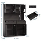 Dispensa da Cucina 71, Credenza da Cucina Autoportante con 2 Cassetti e Supporto per Microonde, Mobile Bar da Caffè in Legno per Soggiorno e Cucina