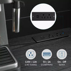 Dispensa da Cucina 71, Credenza da Cucina Autoportante con 2 Cassetti e Supporto per Microonde, Mobile Bar da Caffè in Legno per Soggiorno e Cucina