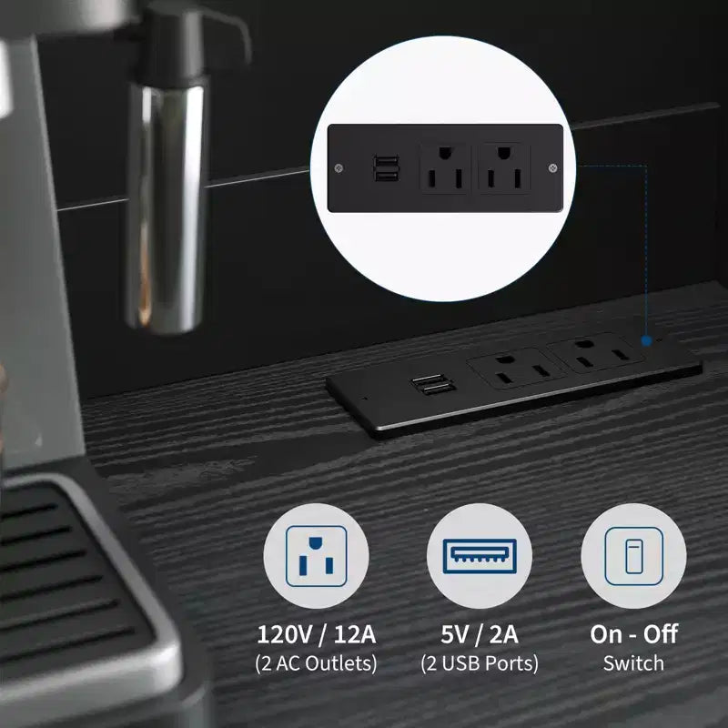 Dispensa da Cucina 71, Credenza da Cucina Autoportante con 2 Cassetti e Supporto per Microonde, Mobile Bar da Caffè in Legno per Soggiorno e Cucina