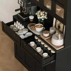 Dispensa da Cucina 71, Credenza da Cucina Autoportante con 2 Cassetti e Supporto per Microonde, Mobile Bar da Caffè in Legno per Soggiorno e Cucina