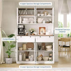 Dispensa da Cucina 71, Credenza da Cucina Autoportante con 2 Cassetti e Supporto per Microonde, Mobile Bar da Caffè in Legno per Soggiorno e Cucina