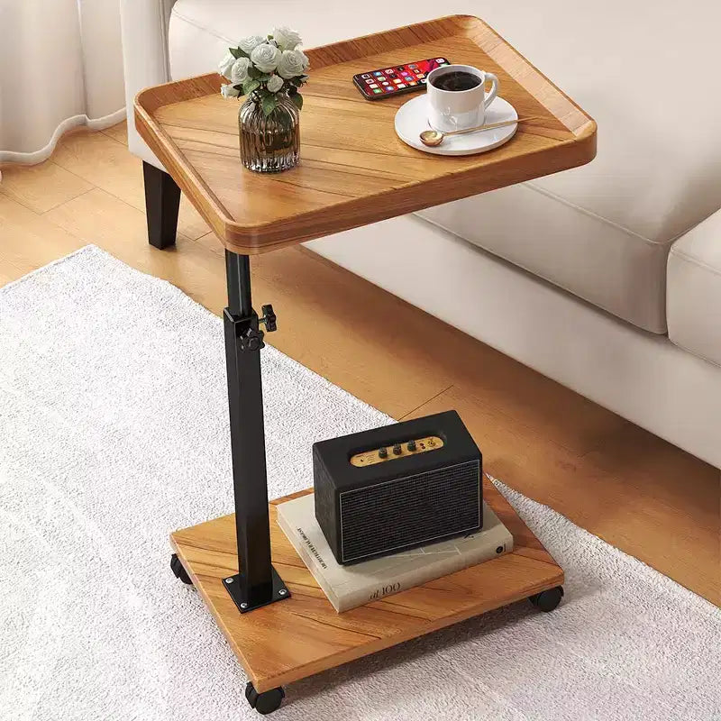 Tavolino a C con Vassoio Girevole a 360° per TV, Altezza Regolabile (45-60 cm), Set da 1, Perfetto per Piccoli Spazi e Divani