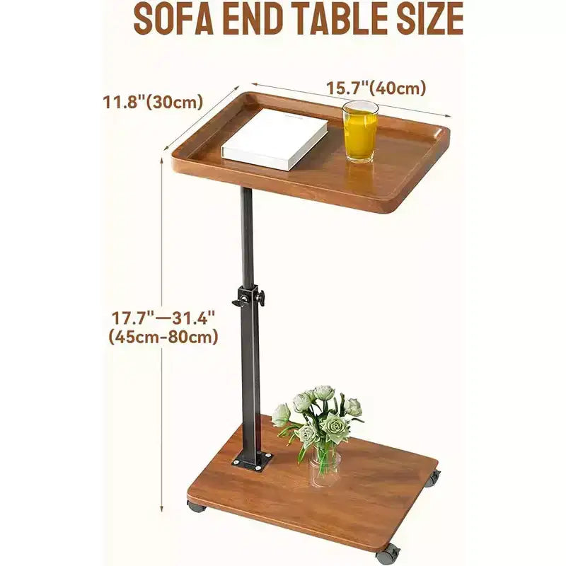Tavolino a C con Vassoio Girevole a 360° per TV, Altezza Regolabile (45-60 cm), Set da 1, Perfetto per Piccoli Spazi e Divani