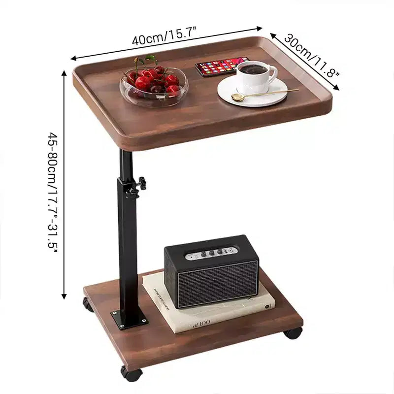 Tavolino a C con Vassoio Girevole a 360° per TV, Altezza Regolabile (45-60 cm), Set da 1, Perfetto per Piccoli Spazi e Divani