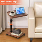 Tavolino a C con Vassoio Girevole a 360° per TV, Altezza Regolabile (45-60 cm), Set da 1, Perfetto per Piccoli Spazi e Divani