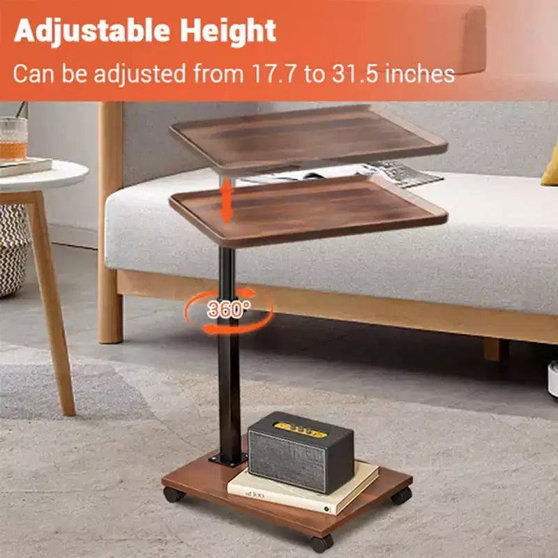 Tavolino a C con Vassoio Girevole a 360° per TV, Altezza Regolabile (45-60 cm), Set da 1, Perfetto per Piccoli Spazi e Divani