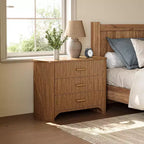 Comodino grande e largo con 3 cassetti, comodino oversize di metà secolo per camera da letto
