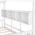 Letto a capanna singolo con tetto a ripiani per camera da letto, bianco