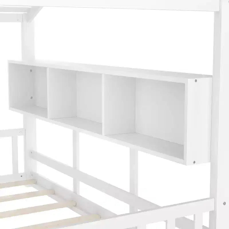 Letto a capanna singolo con tetto a ripiani per camera da letto, bianco