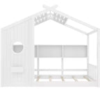 Letto a capanna singolo con tetto a ripiani per camera da letto, bianco