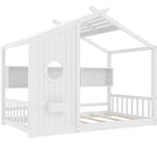 Letto a capanna singolo con tetto a ripiani per camera da letto, bianco