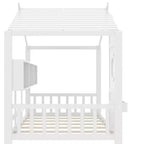 Letto a capanna singolo con tetto a ripiani per camera da letto, bianco