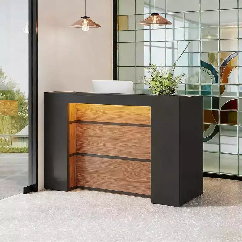 Bancone Reception Moderno, Grande Tavolo da Banco Reception con Luci a LED