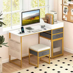 Toeletta con specchio illuminato girevole, tavolo da trucco da 55'' con organizer