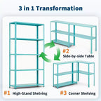 Scaffale in metallo resistente a 5 ripiani - Unità di scaffalatura in acciaio regolabile per garage, cucina - Scaffale multiuso industriale 173A x 89L x 30P cm - Verde chiaro