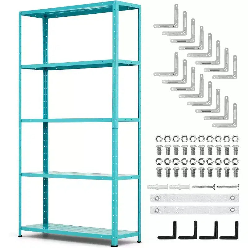 Scaffale in metallo resistente a 5 ripiani - Unità di scaffalatura in acciaio regolabile per garage, cucina - Scaffale multiuso industriale 173A x 89L x 30P cm - Verde chiaro