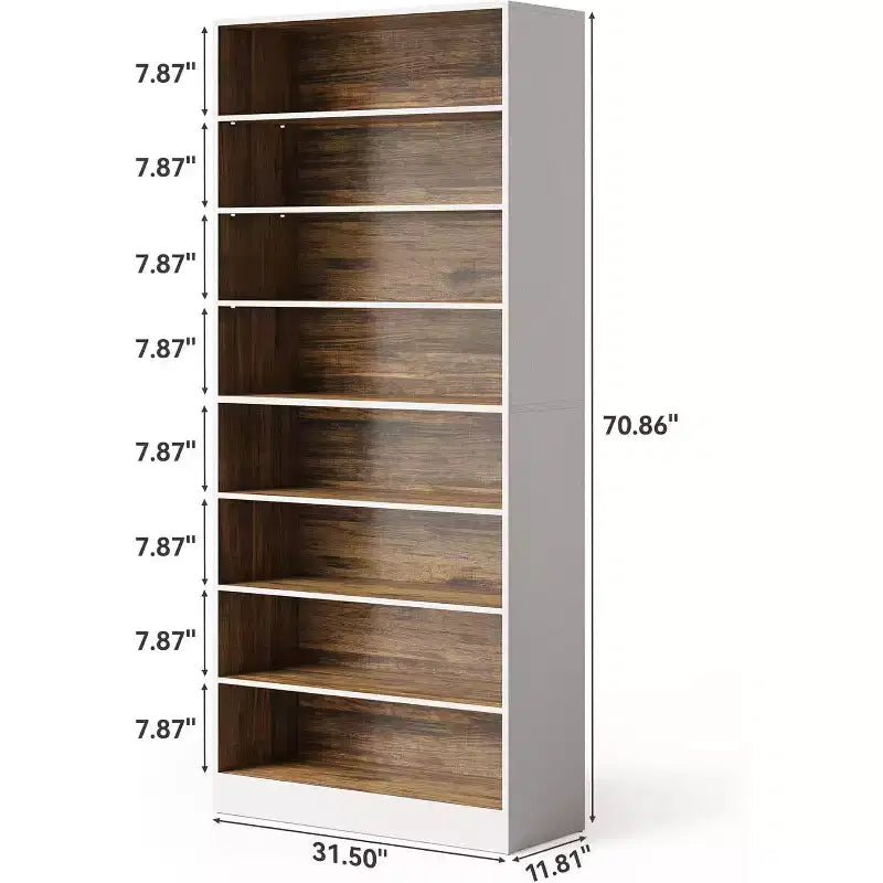 Scarpiera a 9 livelli per 32 paia, scarpiera alta in legno con ripiani regolabili per soggiorno, camera da letto, ingresso, marrone e bianco
