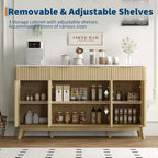 Credenza/Mobile Buffet Scanalato con 3 Cassetti e Ripiani Regolabili, Mobile Contenitore Moderno Porta TV Largo 152 cm per Soggiorno