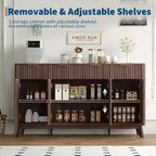Credenza/Mobile Buffet Scanalato con 3 Cassetti e Ripiani Regolabili, Mobile Contenitore Moderno Porta TV Largo 152 cm per Soggiorno