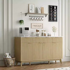Credenza/Mobile Buffet Scanalato con 3 Cassetti e Ripiani Regolabili, Mobile Contenitore Moderno Porta TV Largo 152 cm per Soggiorno
