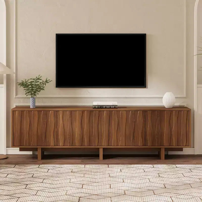 Mobile TV/Consolle multimediale in stile retrò con venature del legno per soggiorno