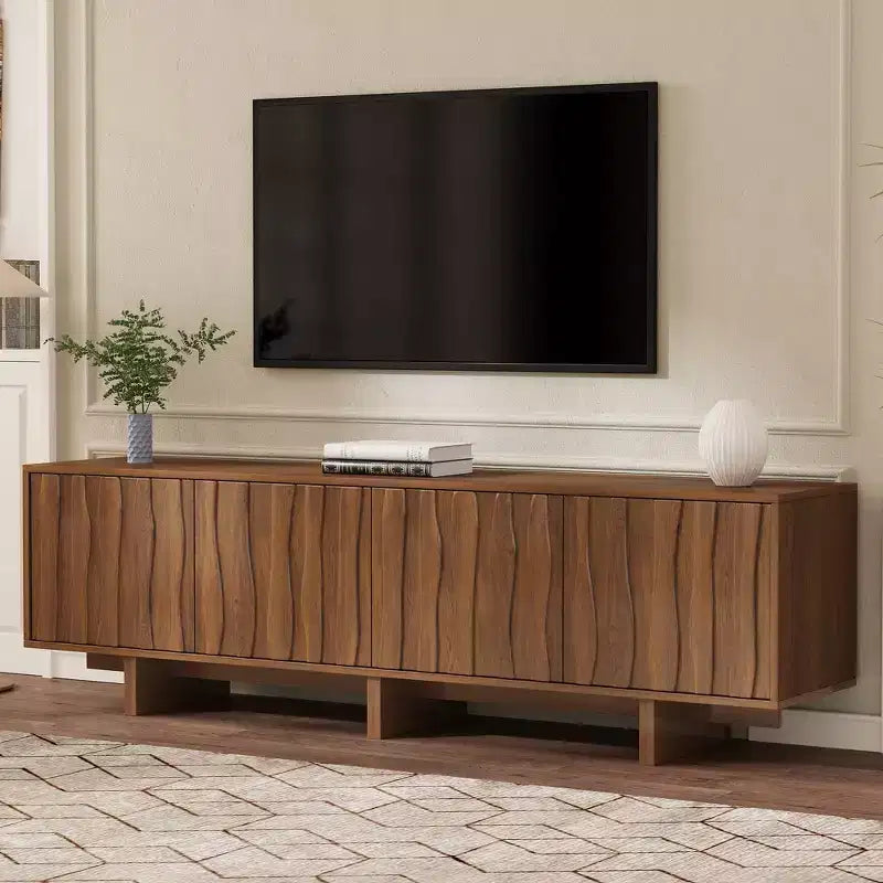 Mobile TV/Consolle multimediale in stile retrò con venature del legno per soggiorno
